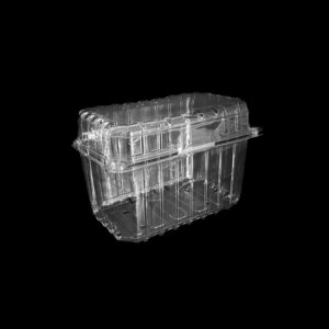 A 2 pound clear clamshell for grapes.