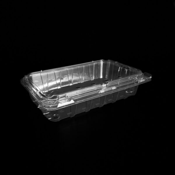 A clear, hinged 2 pound clamshell for cherries.